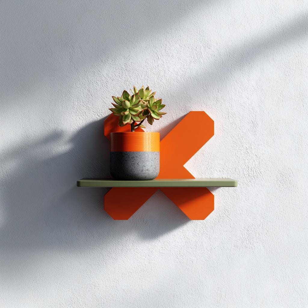 Additional product view of 3D Printed X-Form Wall Shelf.