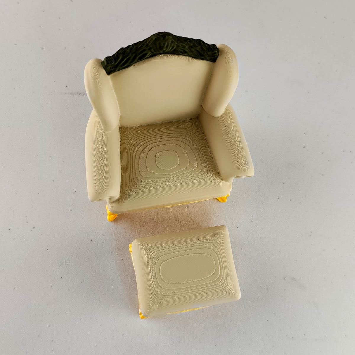 Product gallery view of 3D Printed 1:12 Victorian Chair and Ottoman.