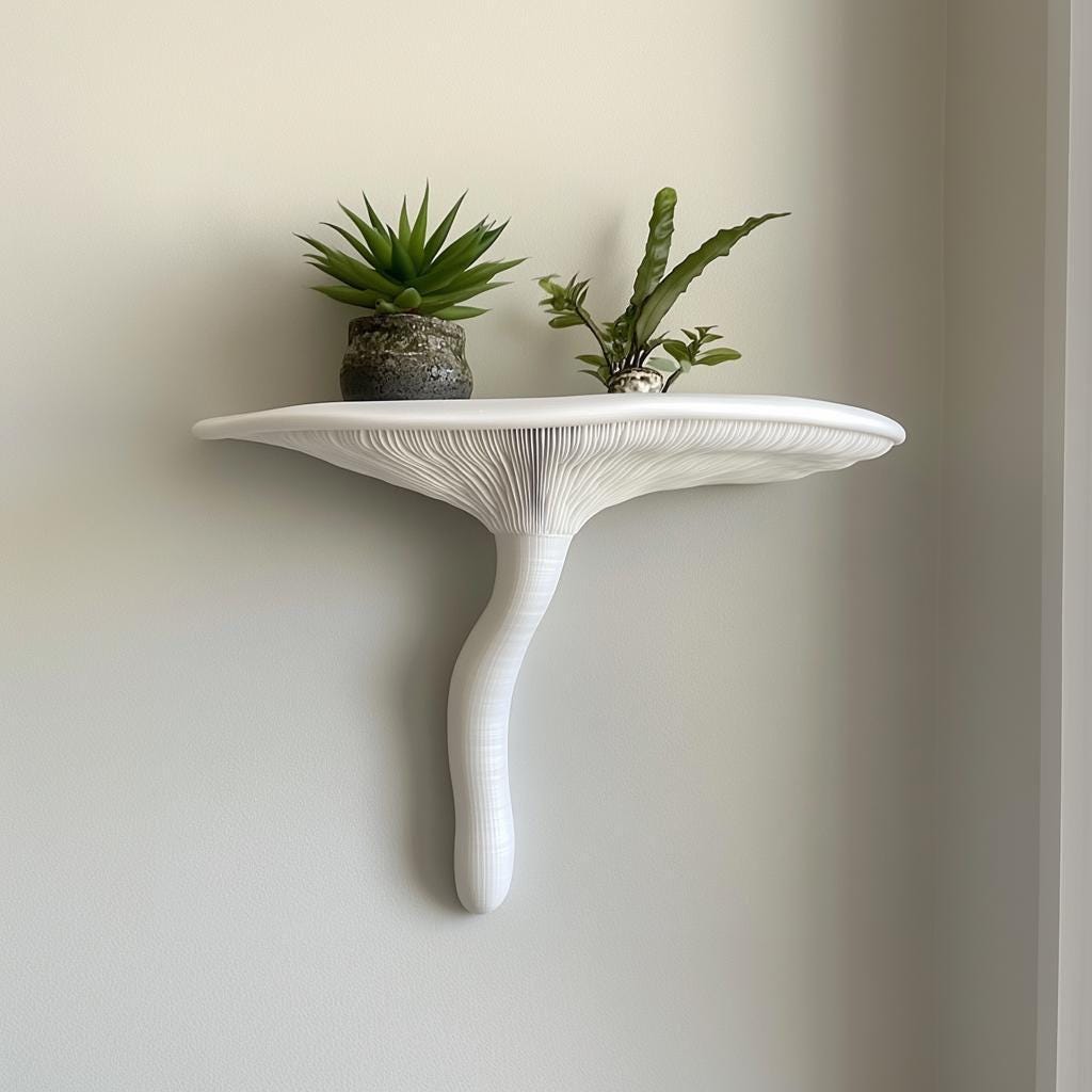 Additional product view of 3D Printed Artist's Conk Mushroom Wall Shelf.
