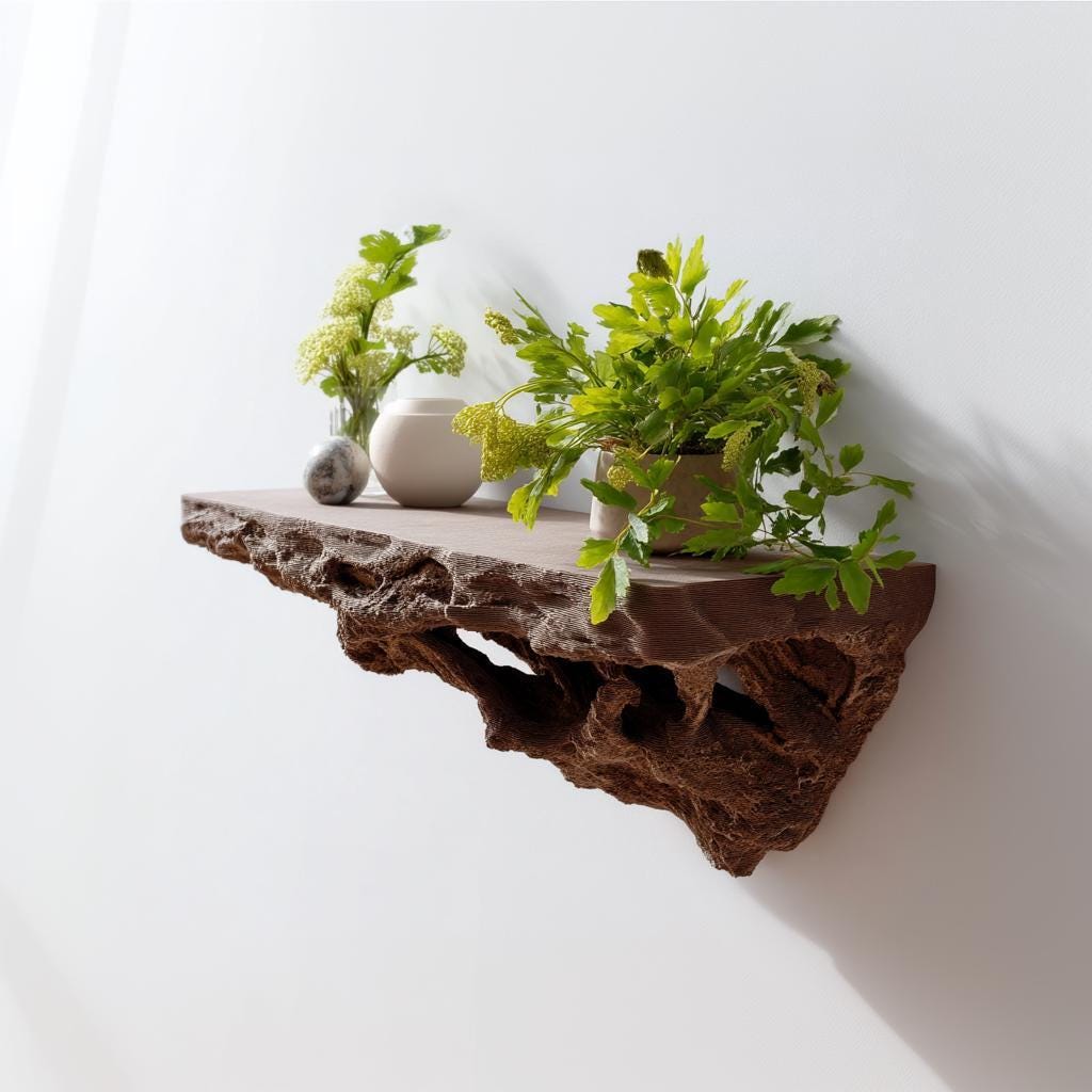 3D Printed Root-Inspired Wall Shelf shown in the product image.