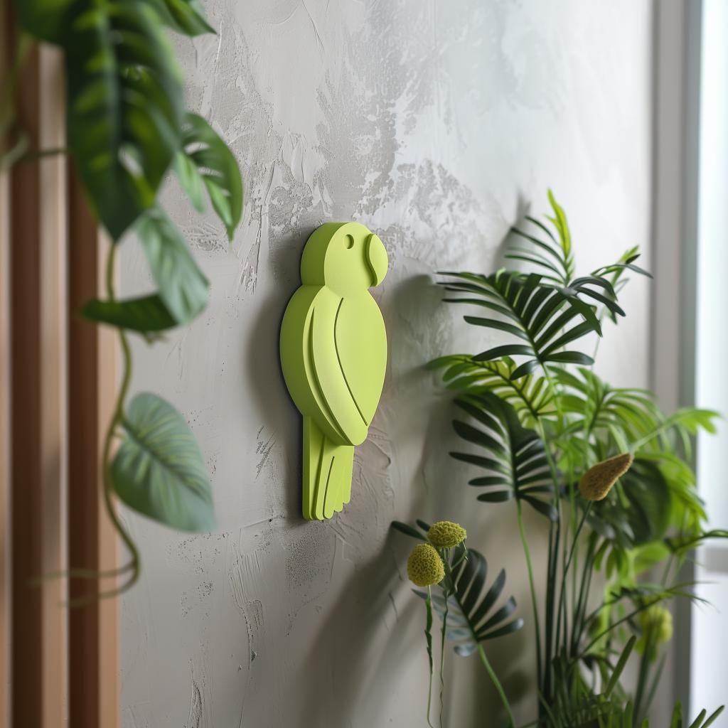 Alternate product view of 3D Printed Parrot Wall Sculpture.
