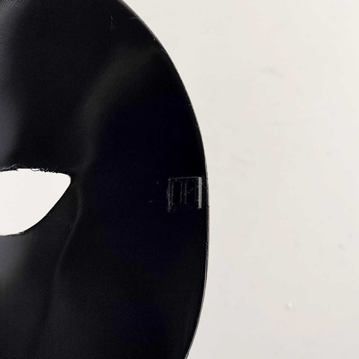 Product presentation view of 3D Printed Faceless Phantom Cosplay Mask.