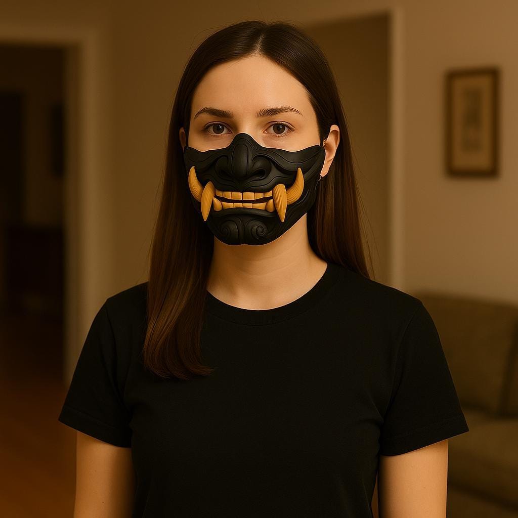 Alternate gallery view of 3D Printed Oni Mempo Half Face Mask.
