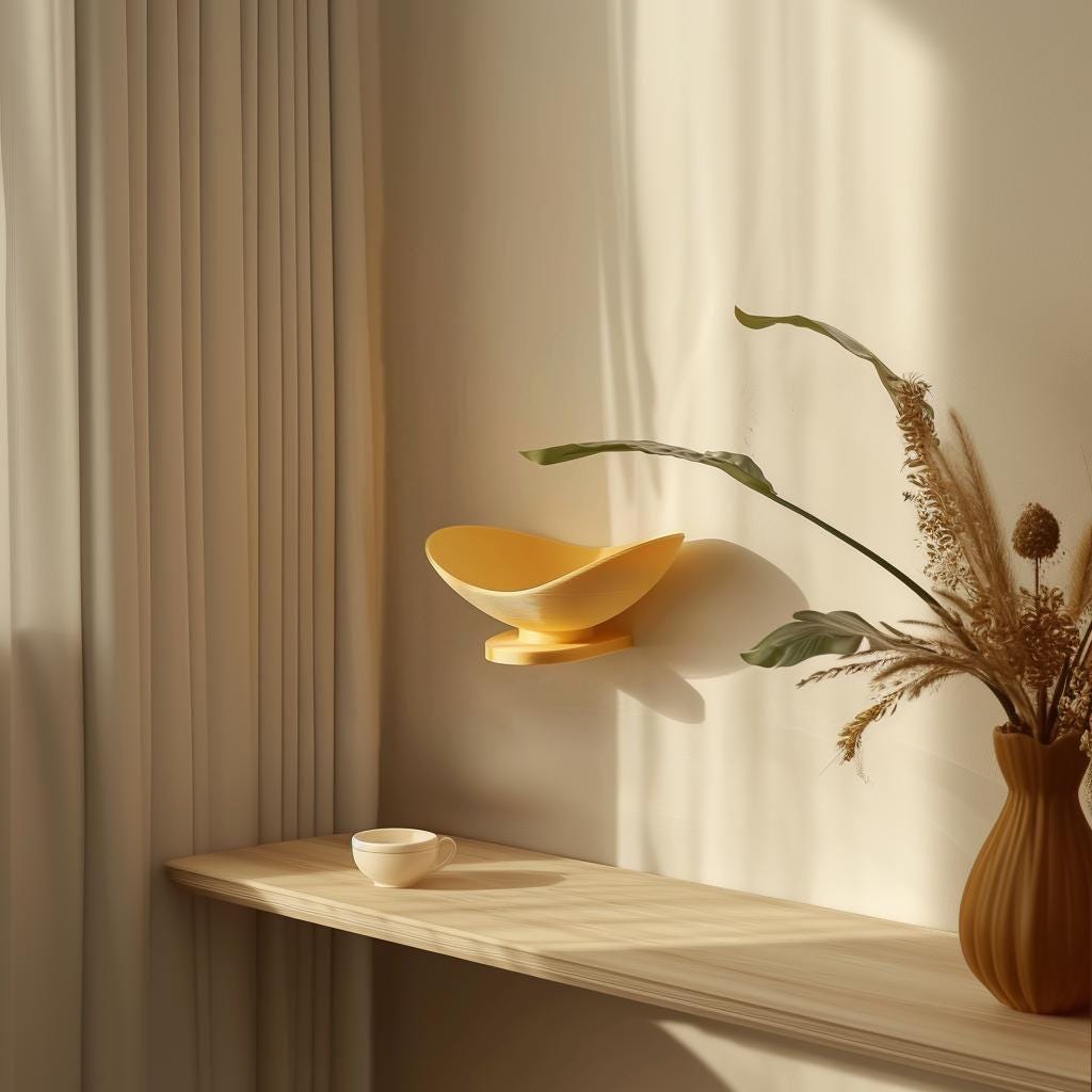 Product gallery view of 3D Printed Sculptural Bowl Wall Shelf.