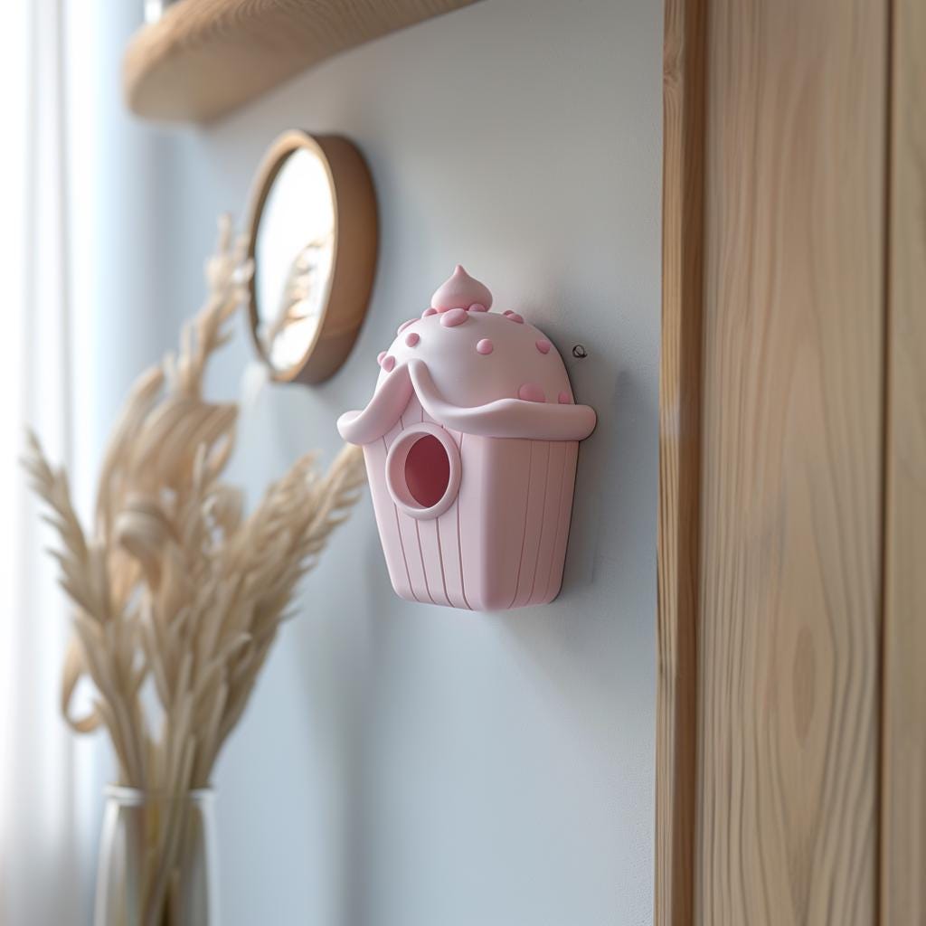 Alternate product view of 3D Printed Cupcake Birdhouse Wall Art.