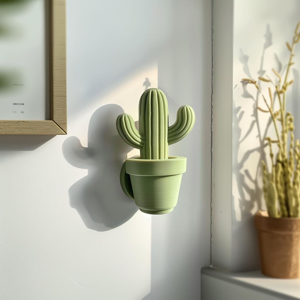 Alternate product view of 3D Printed Minimal Cactus Wall Sculpture.