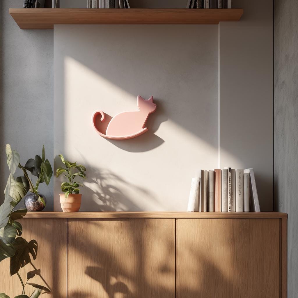 Additional product view of 3D Printed Cat Silhouette Wall Shelf.