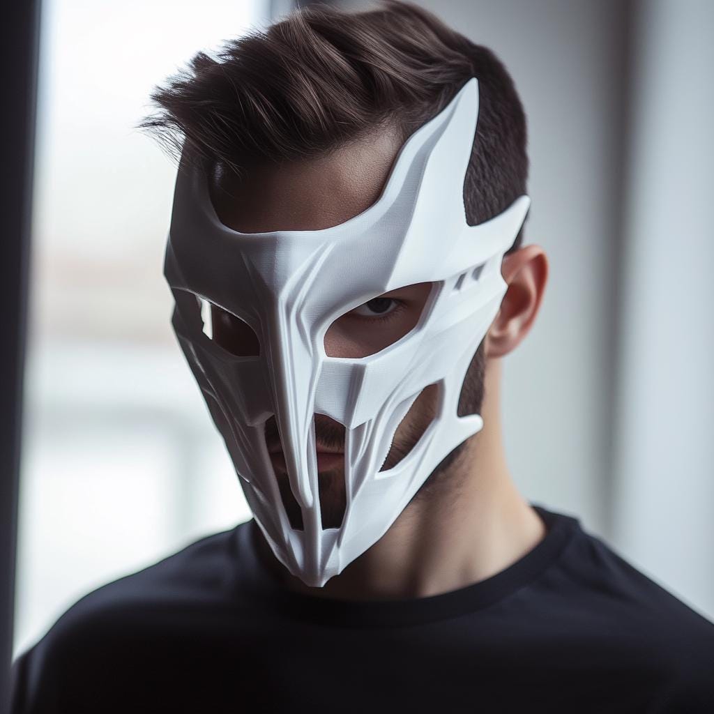 Alternate gallery view of 3D Printed Futuristic White Cosplay Mask.