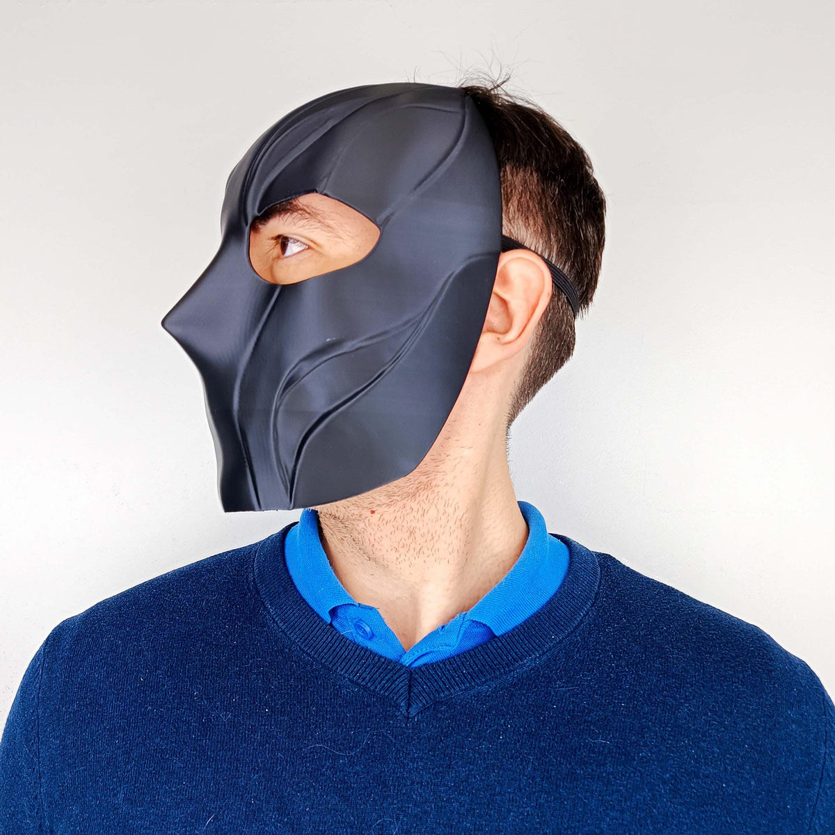 Additional product detail of 3D Printed Black Tactical Full Face Mask.
