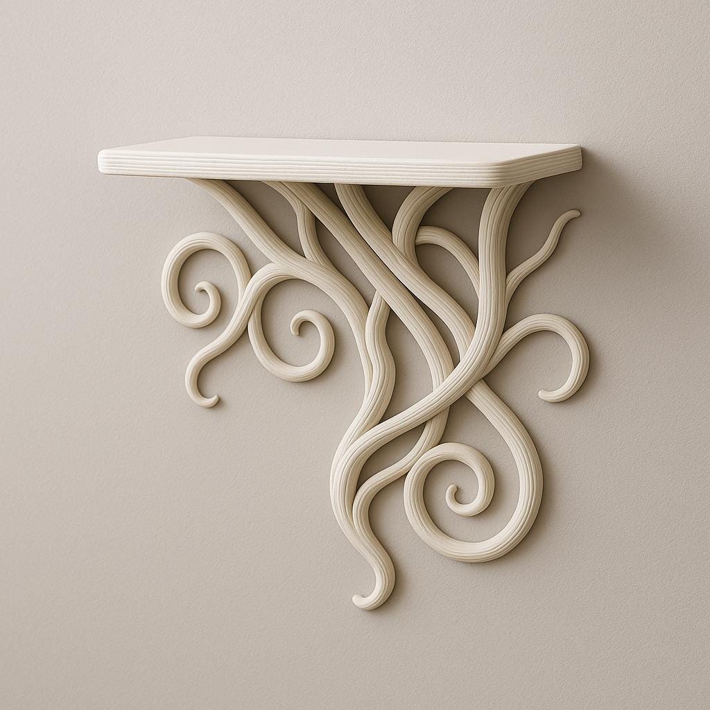 Product detail view of 3D Printed Botanical Vine Wall Shelf.