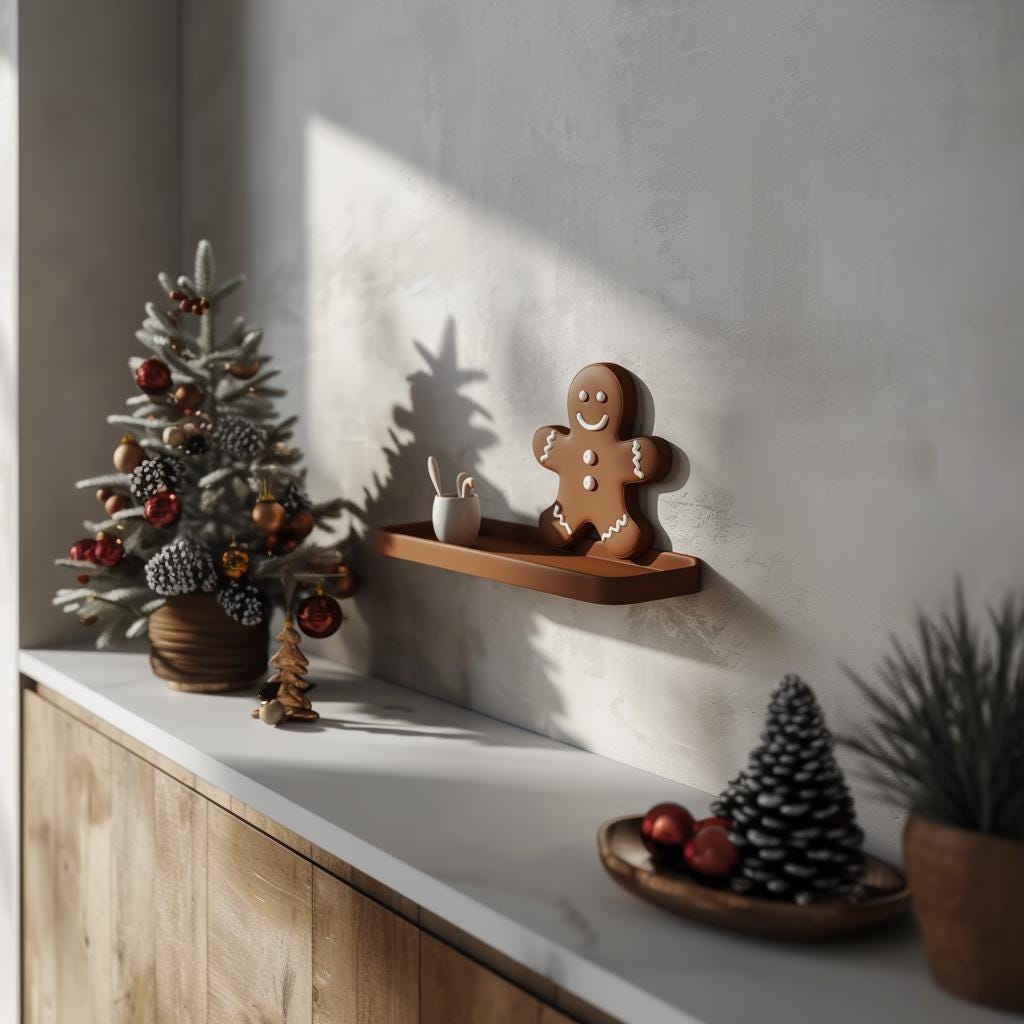 3D Printed Gingerbread Wall Shelf shown in the product image.