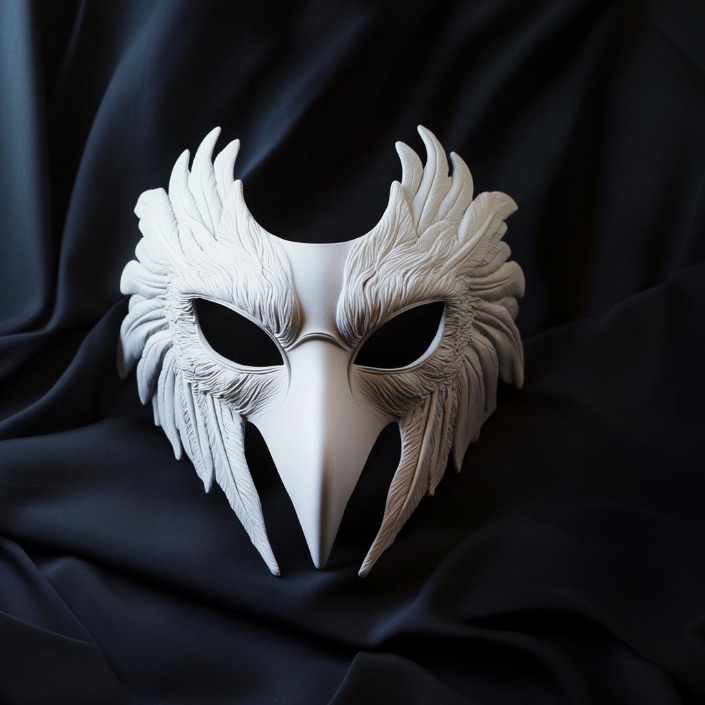 Additional product detail of Bird Mask | Feathered Raven Cosplay Mask | Halloween Costume Mask.