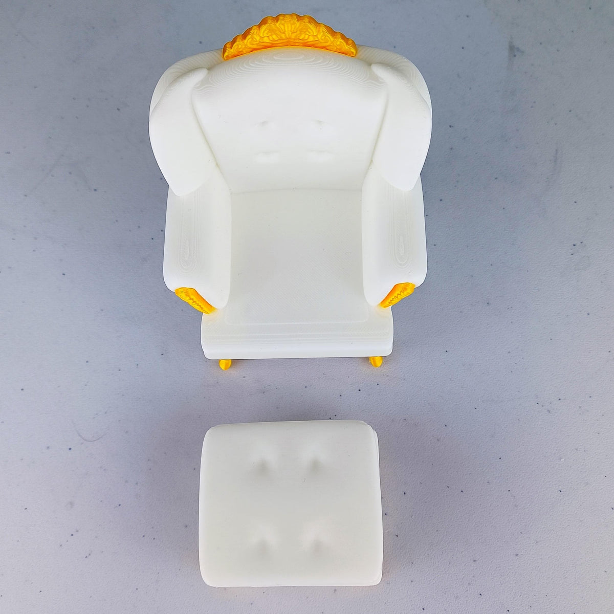 Product gallery view of 3D Printed 1:12 Victorian Sofa and Ottoman.
