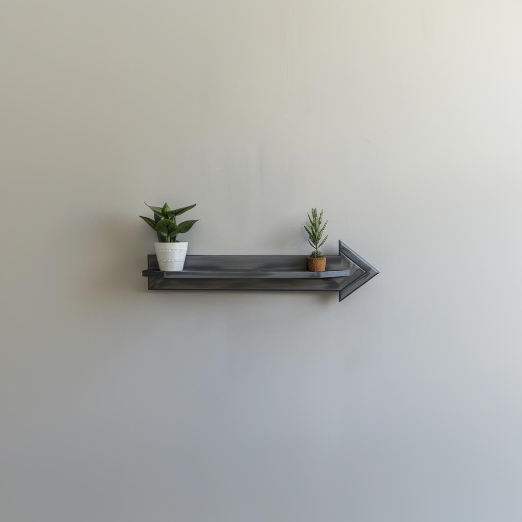 Alternate product view of 3D Printed Directional Arrow Wall Shelf.
