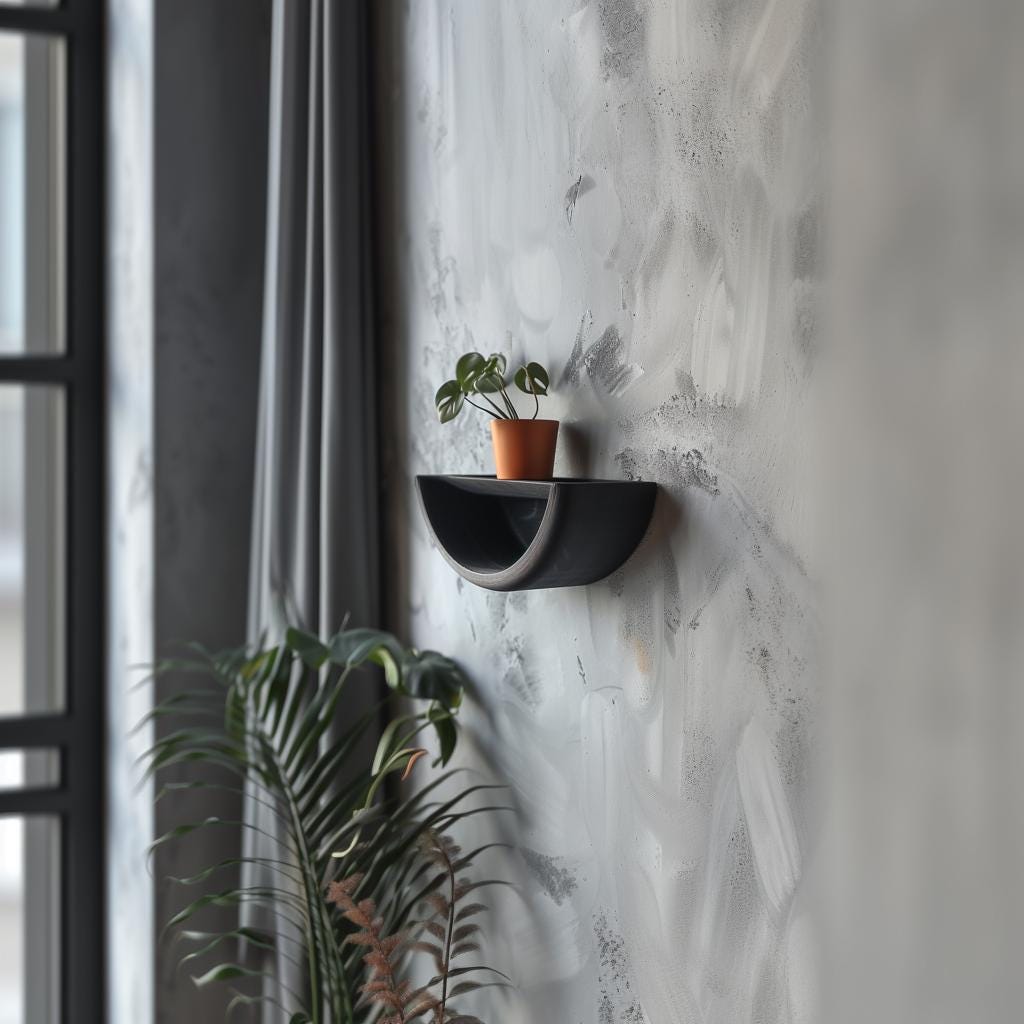 Alternate product view of 3D Printed Half-Circle Wall Shelf.