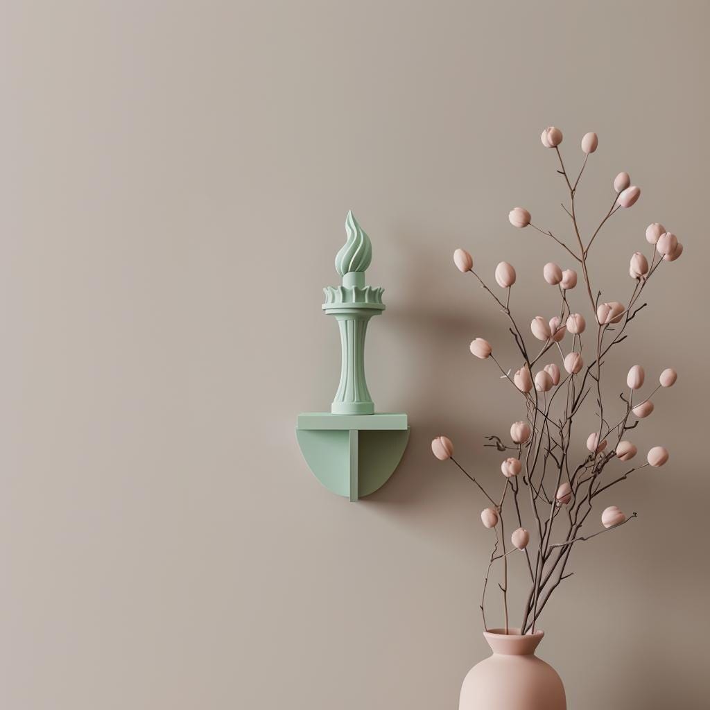 Alternate product view of 3D Printed Liberty Torch Wall Sculpture.