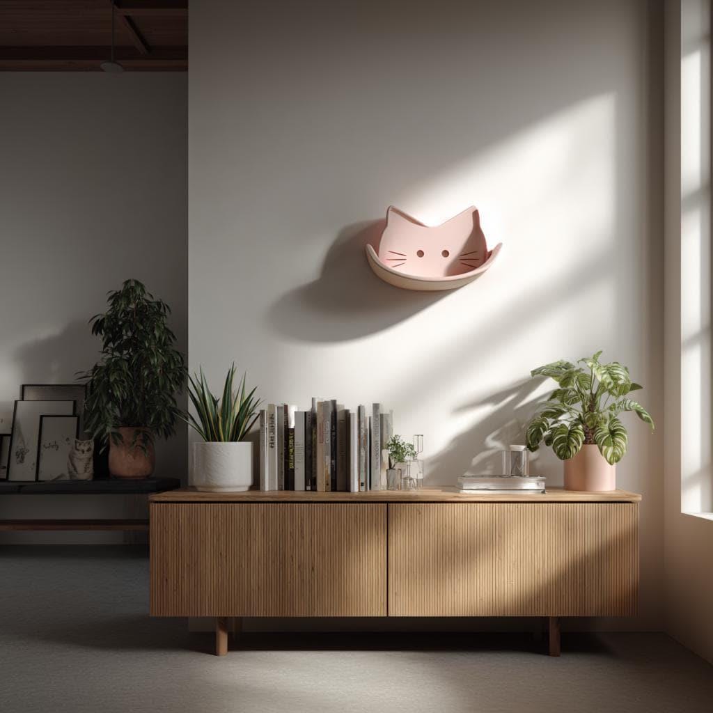 Additional product view of 3D Printed Cat Face Wall Shelf.