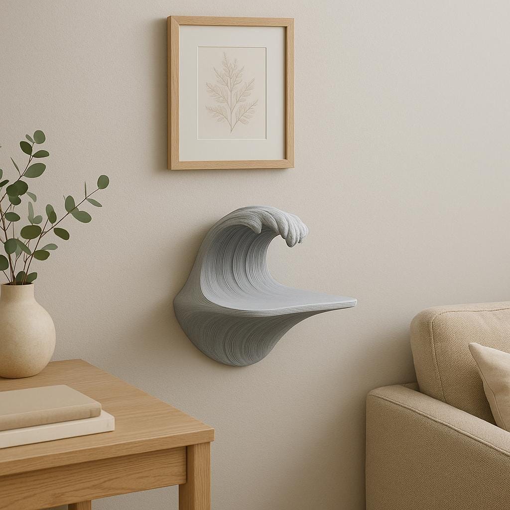 Additional product view of 3D Printed Ocean Wave Wall Shelf.