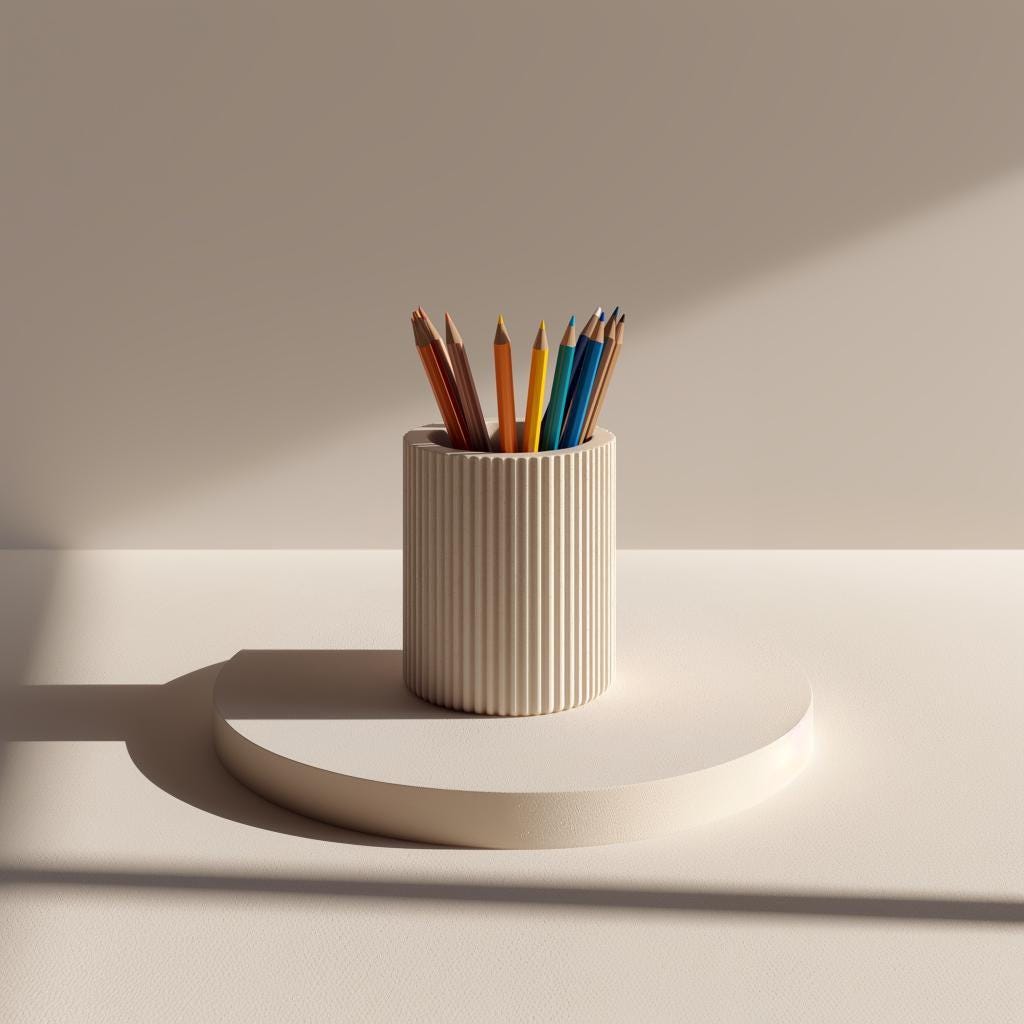 3D Printed Ribbed Pencil Holder shown in the product image.