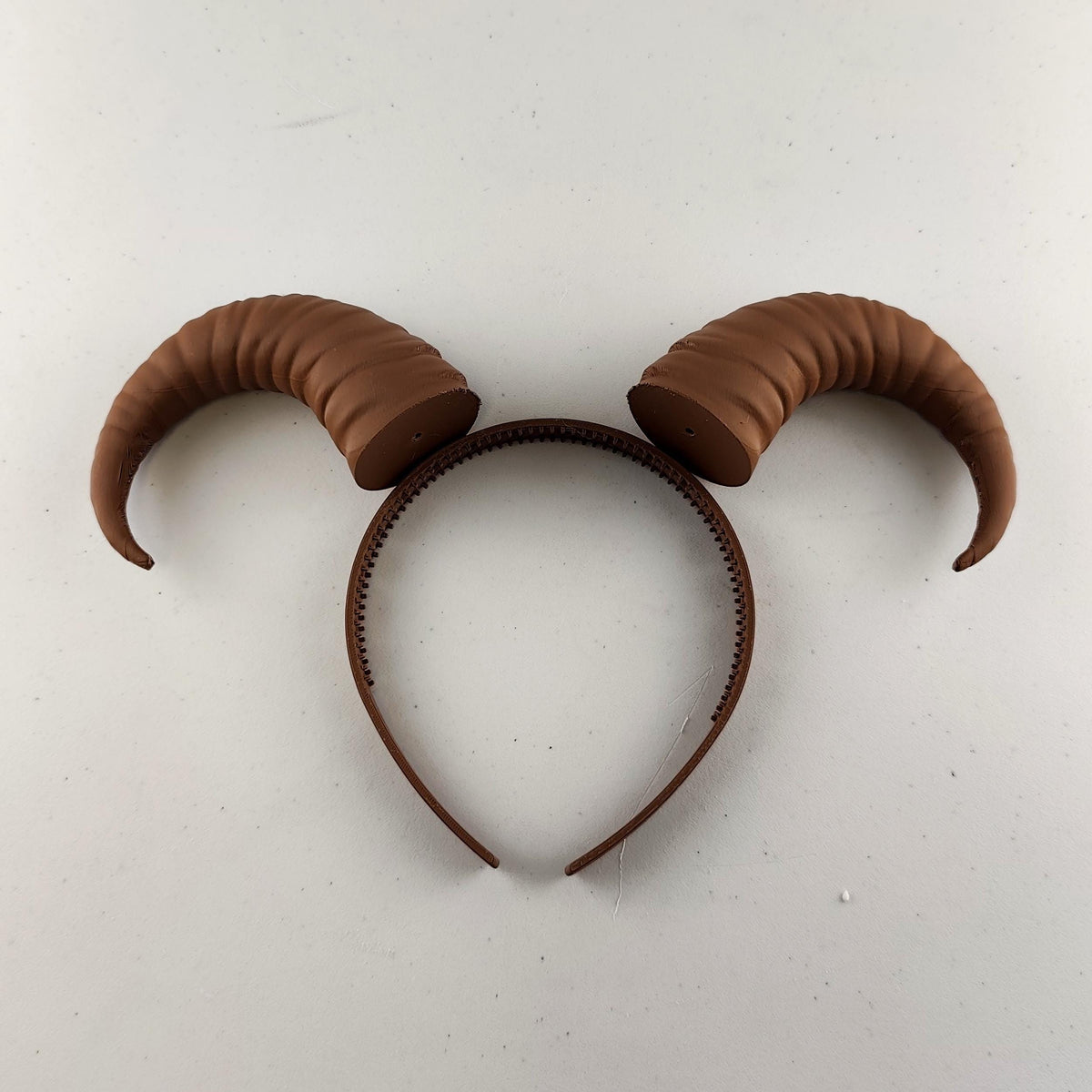 Alternate product view of 3D Printed Curved Ram Horns Headband.