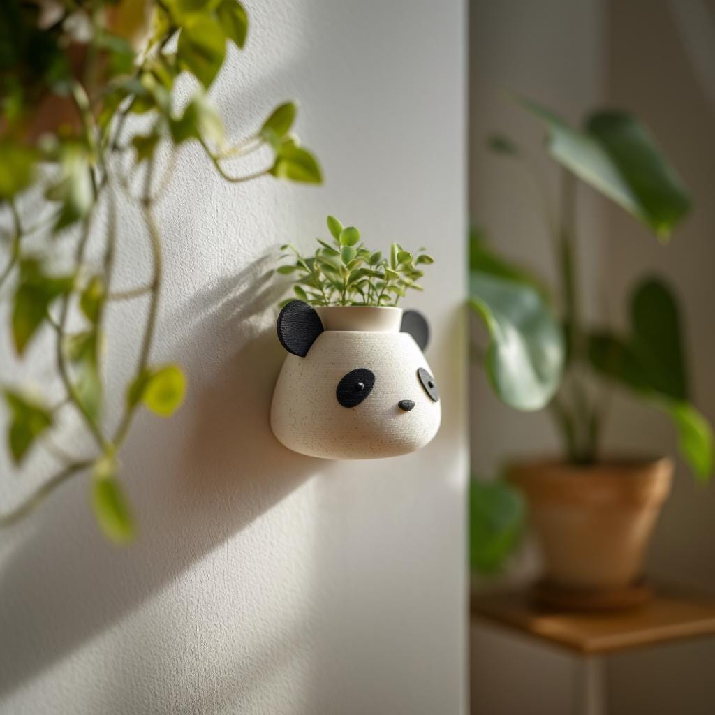 Alternate product view of 3D Printed Panda Wall Planter.