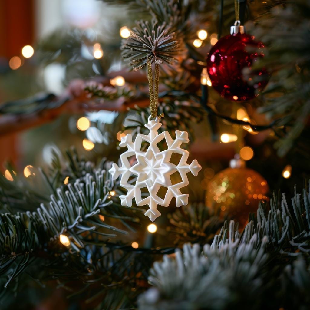 Alternate product view of 10-Piece 3D Printed Snowflake Ornament Pack.
