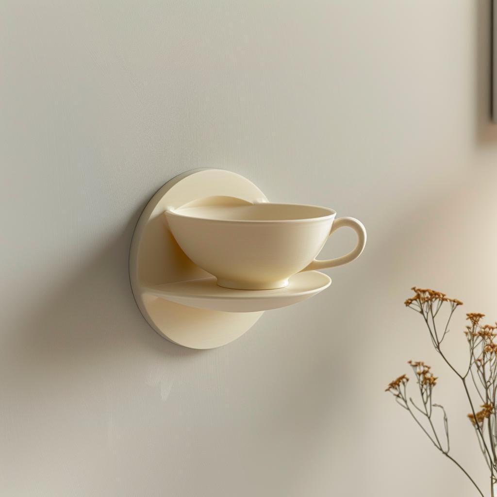 Product gallery image 4 of 3D Printed Teacup Wall Shelf.