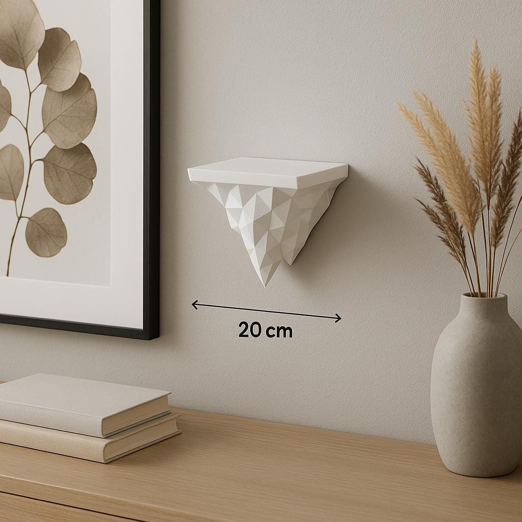 Additional product view of 3D Printed Geometric Iceberg Wall Shelf.