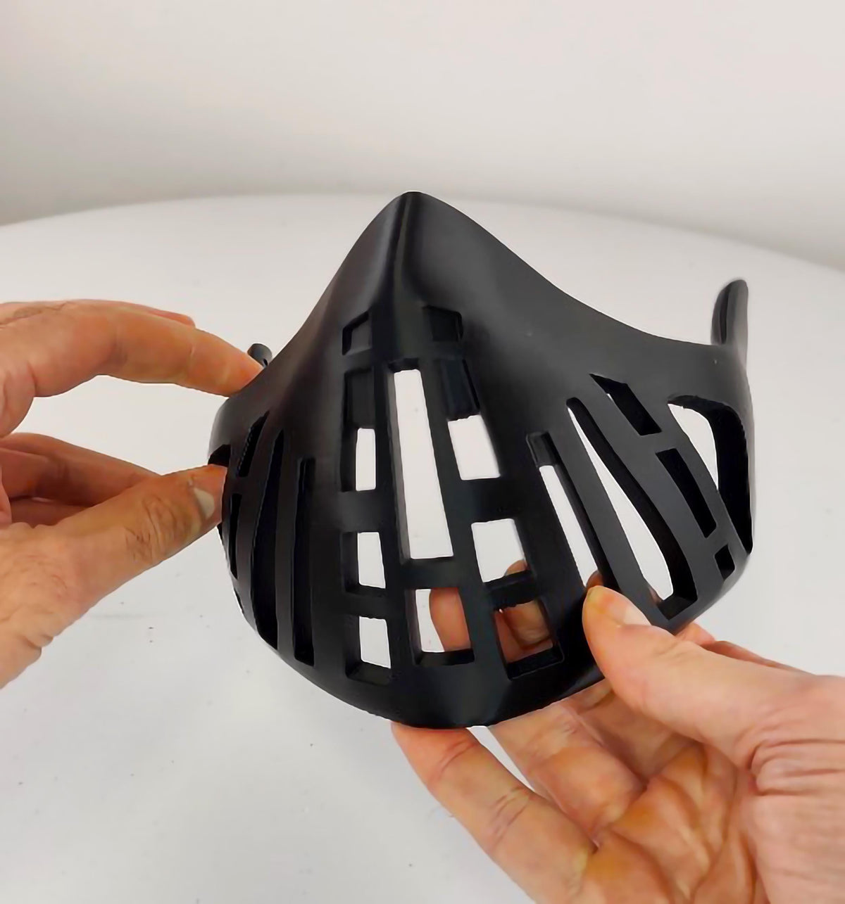 Alternate product display of 3D Printed Futuristic Warrior Face Mask.