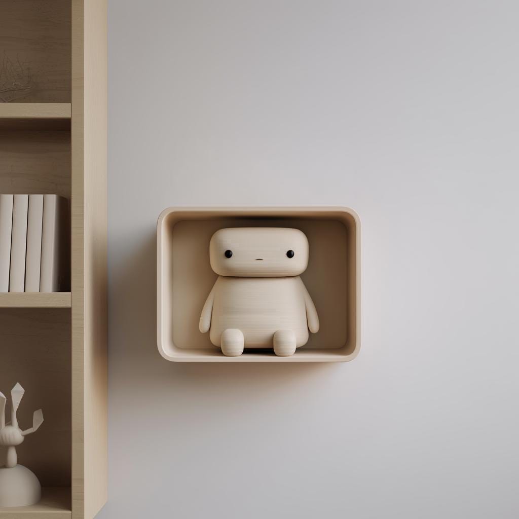 Alternate product view of 3D Printed Character Niche Wall Shelf.