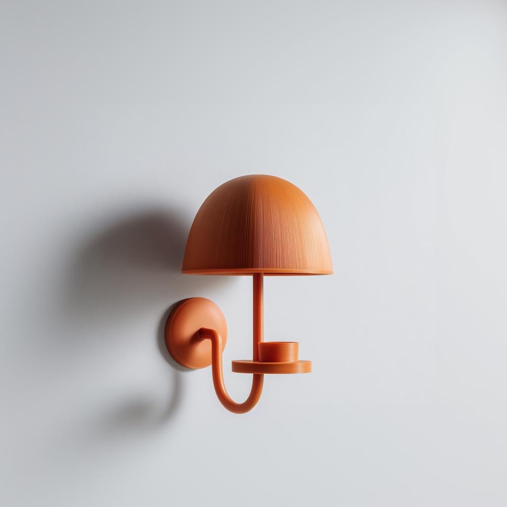 Product gallery view of 3D Printed Mushroom LED Candle Wall Shelf.