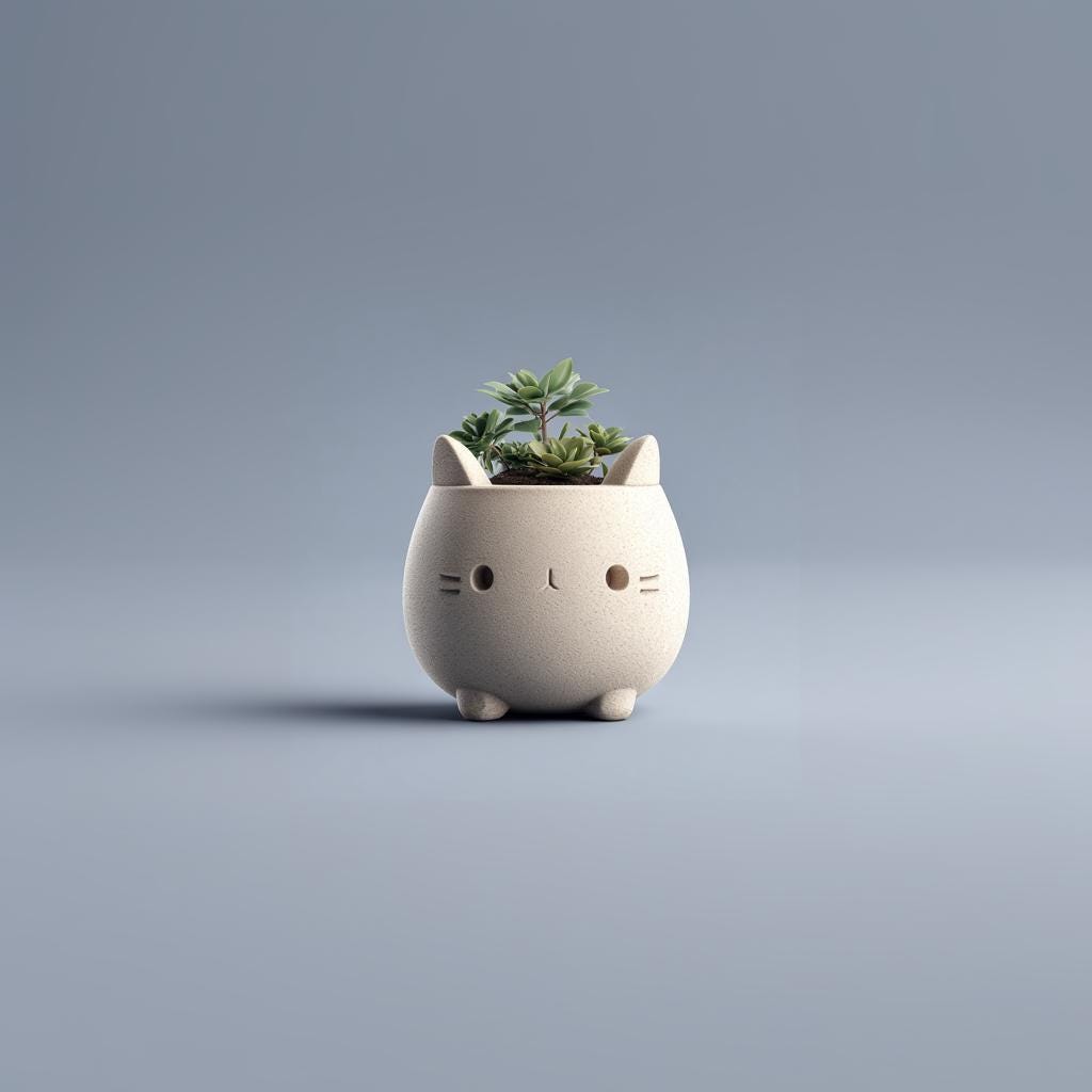 3D Printed Cat Planter shown in the product image.