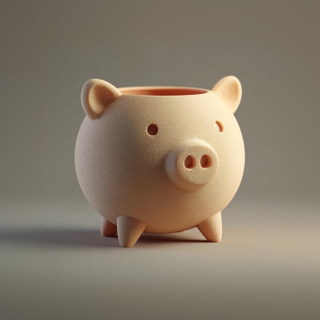 Additional product view of 3D Printed Pig Succulent Planter.