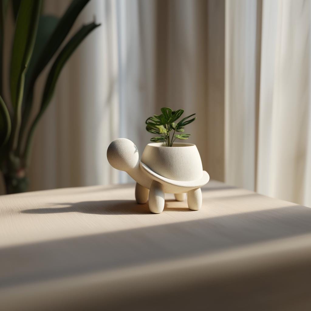 Alternate product view of 3D Printed Turtle Planter.