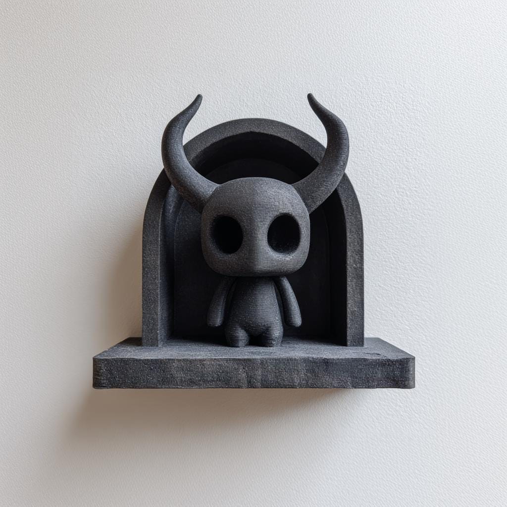 Product gallery view of 3D Printed Horned Spirit Wall Shelf.