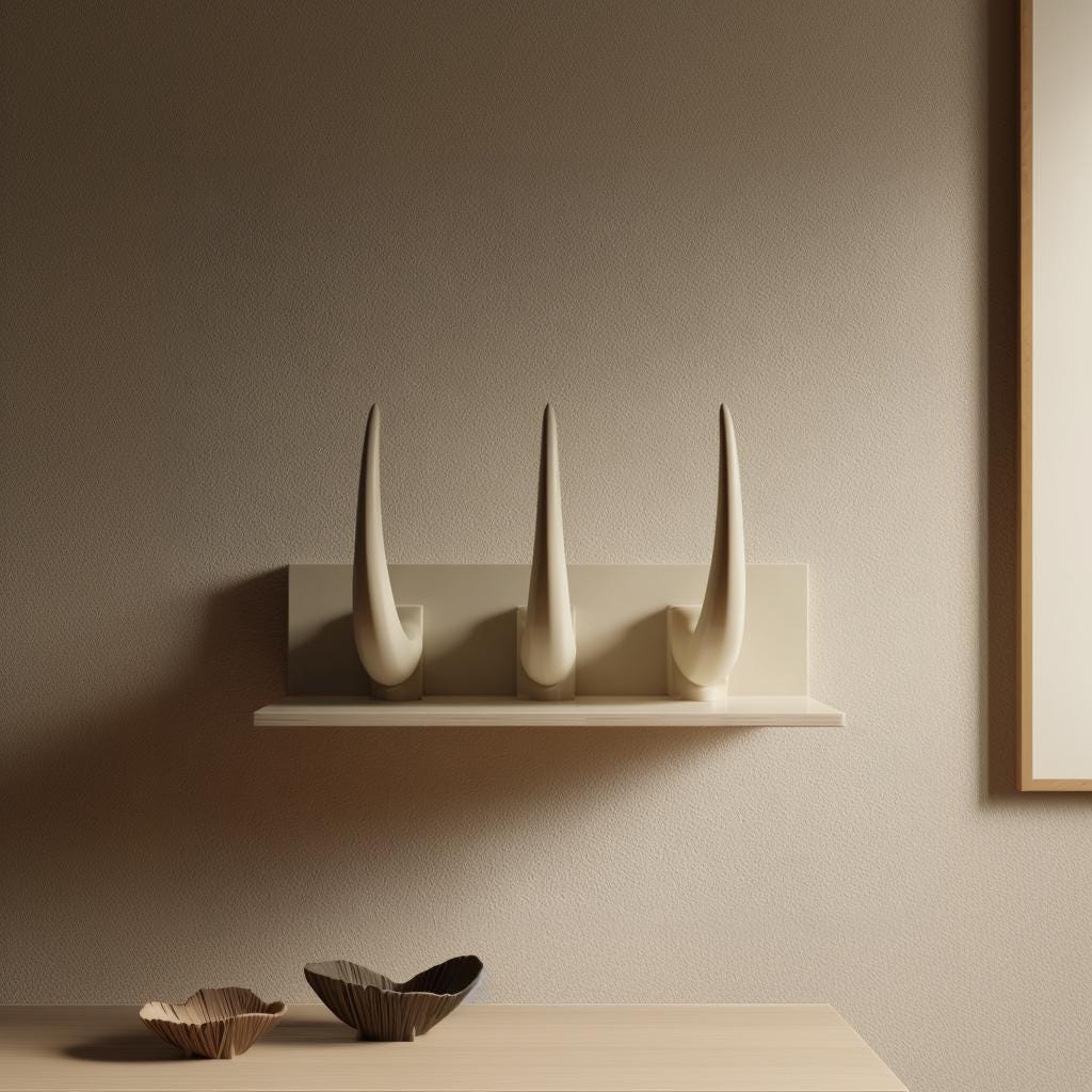 Product gallery view of 3D Printed Spiked Horn Wall Shelf.
