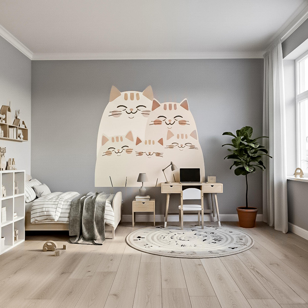 Additional product presentation of Cute Cat Family Wall Decal.