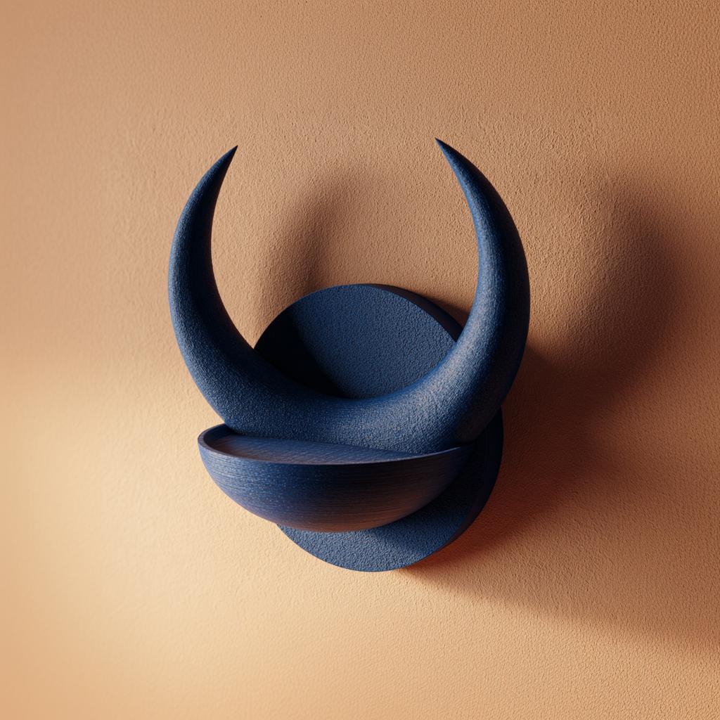 Product gallery view of 3D Printed Crescent Horn Bowl Wall Shelf.