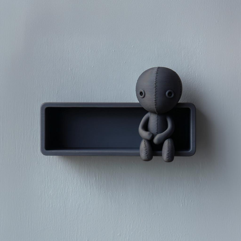 Product gallery view of 3D Printed Grim Stitch Doll Wall Shelf.
