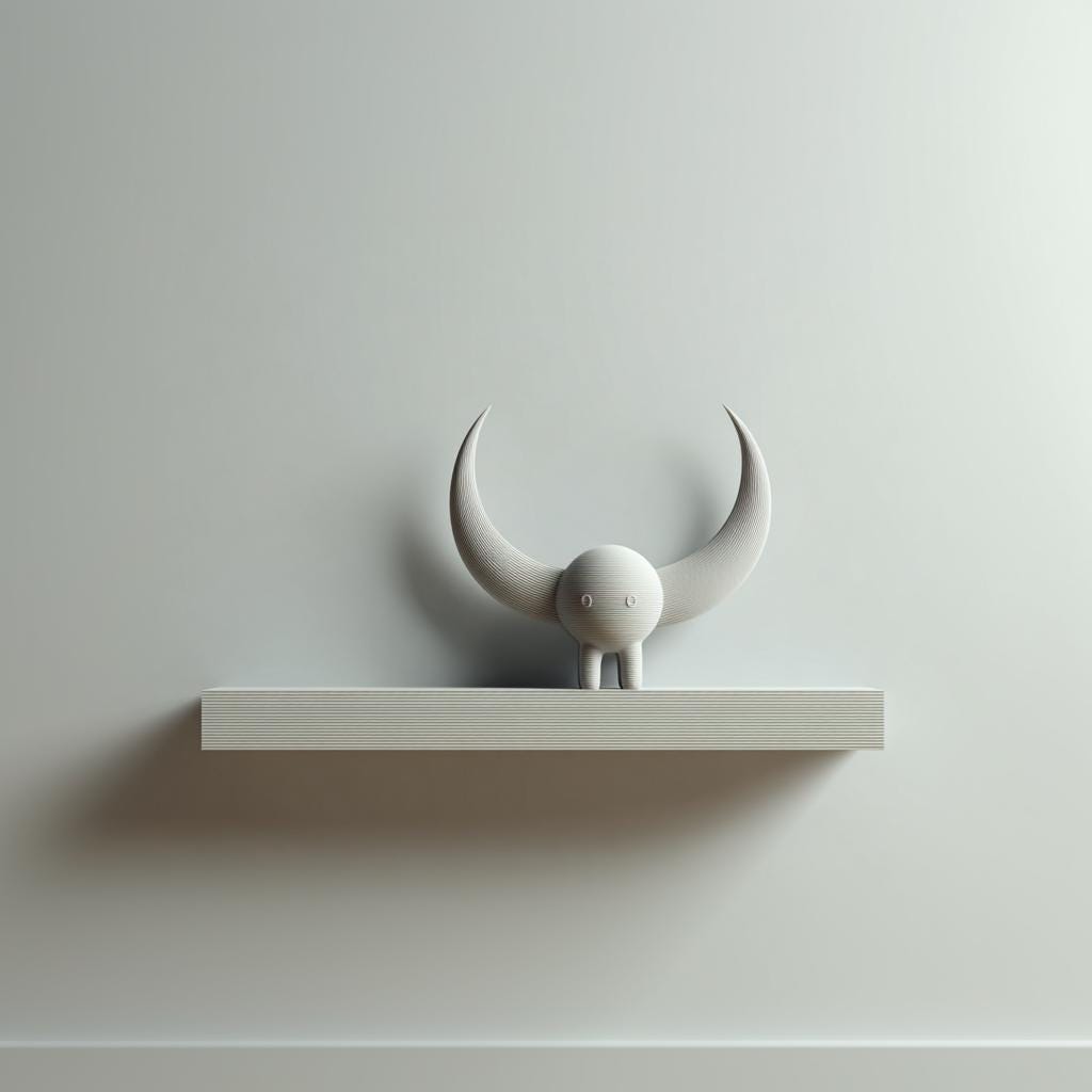 Product gallery view of 3D Printed Horned Creature Wall Shelf.