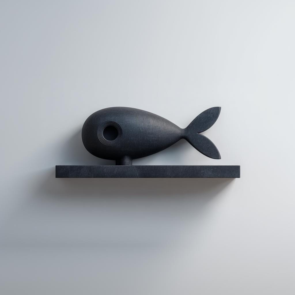 Product gallery view of 3D Printed Fish Wall Shelf.