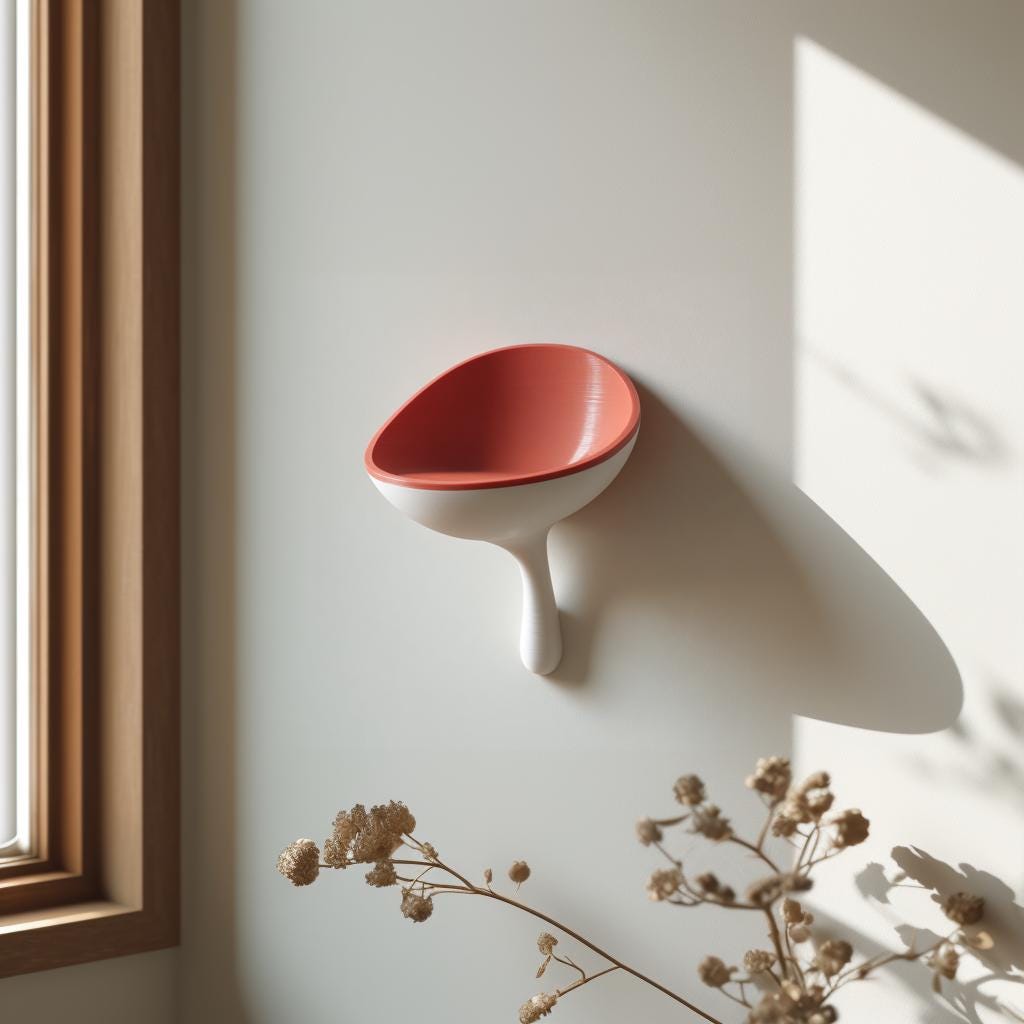Alternate product view of 3D Printed Scoop Wall Catchall Shelf.
