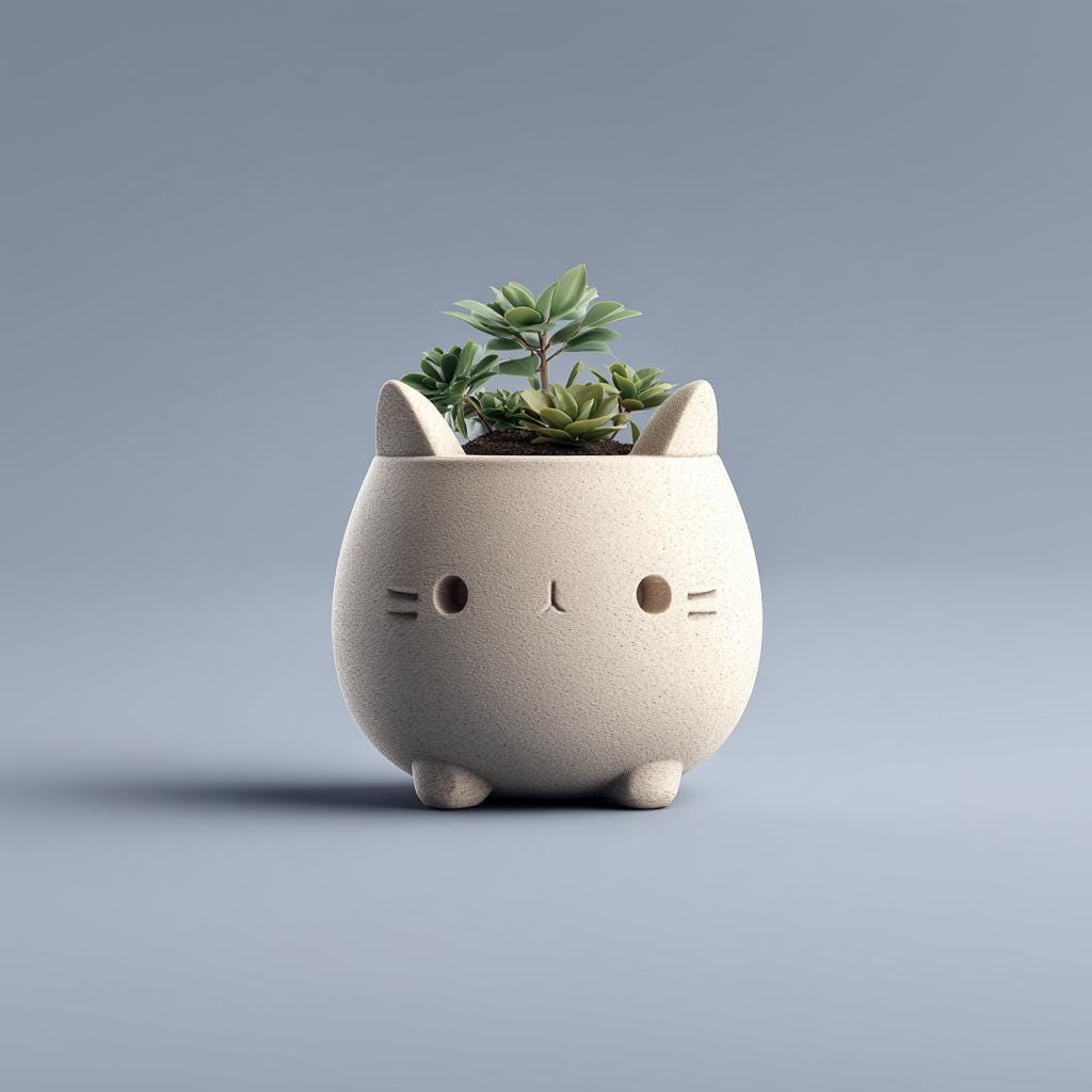 Additional product view of 3D Printed Cat Planter.