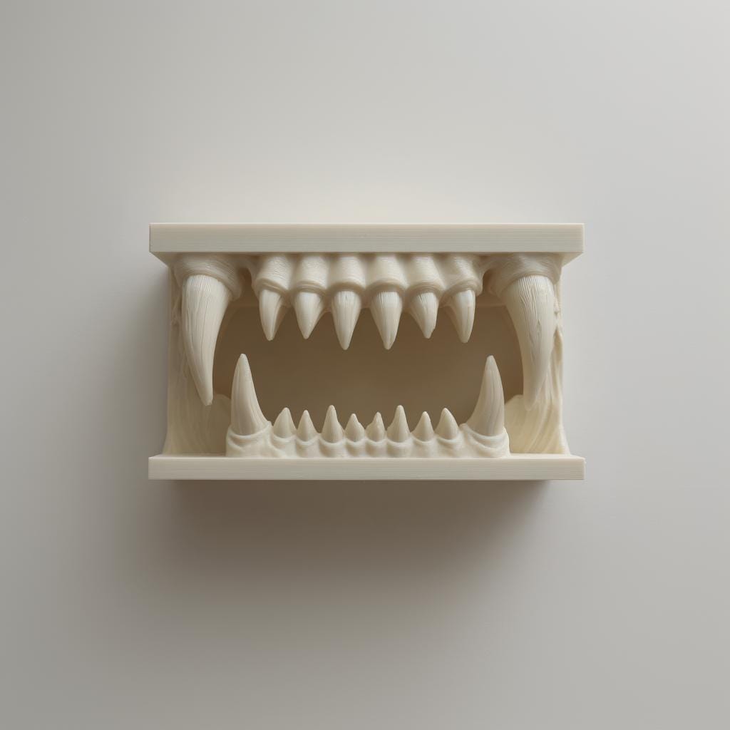 Product gallery view of 3D Printed Monster Jaw Wall Shelf.