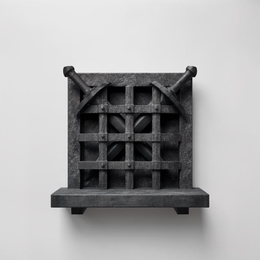 Alternate product view of 3D Printed Gate Shelf with Removable Swords.