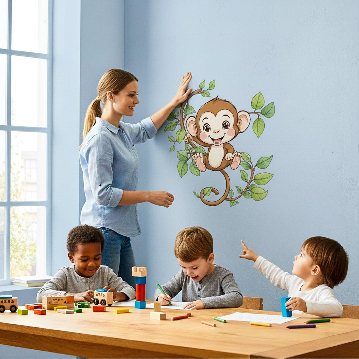 Alternate product view of Cute Monkey Wall Decal.