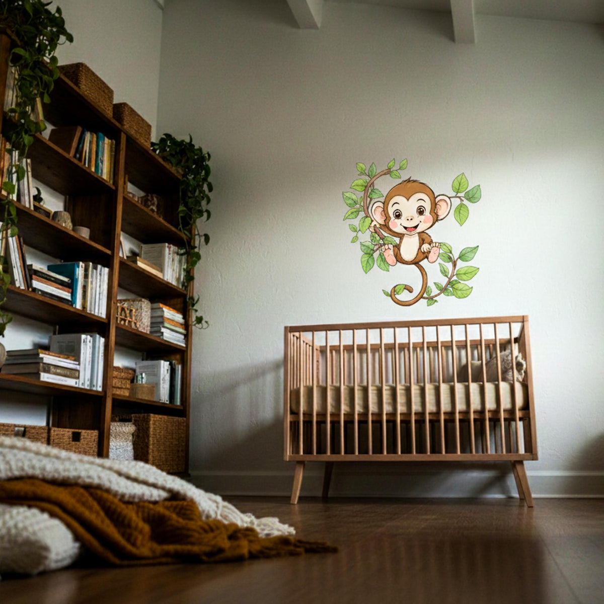 Alternate product presentation of Cute Monkey Wall Decal.