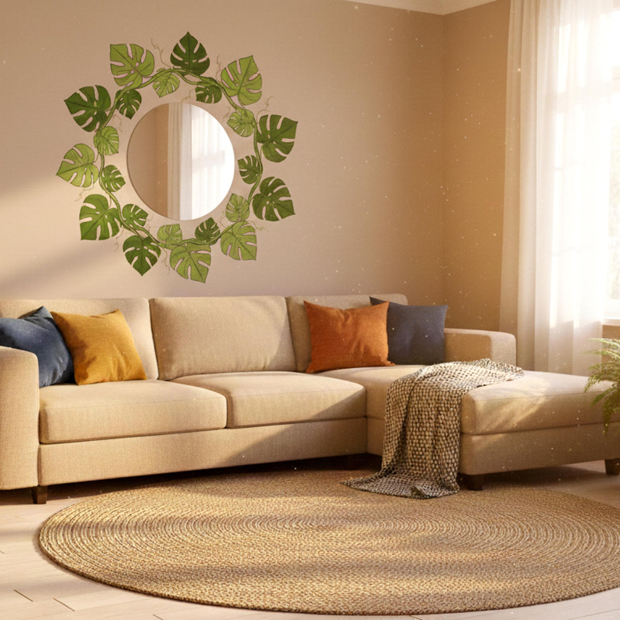 Product detail view of Monstera Leaf Wall Decal.