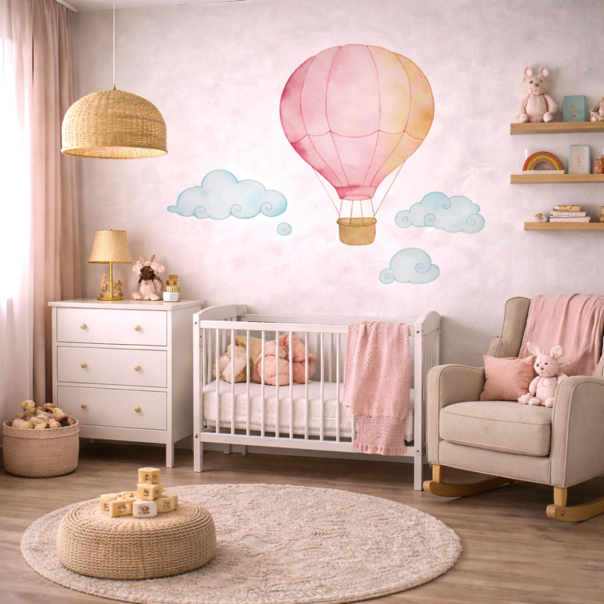 Additional product presentation of Pink Hot Air Balloon Wall Decal.