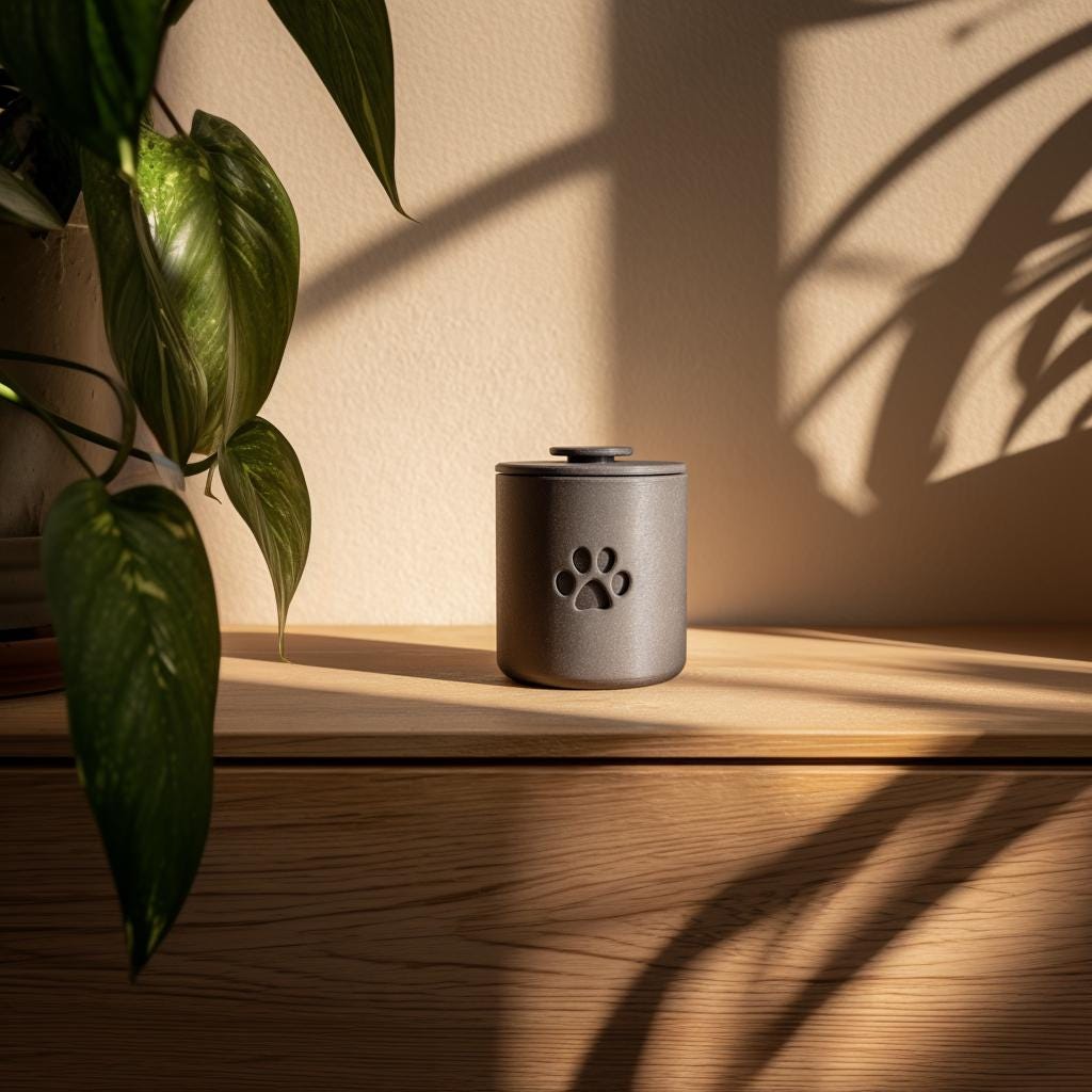 Alternate product view of Cylindrical Pet Memorial Urn.